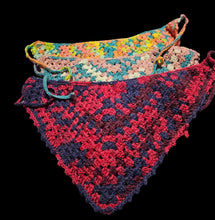 Load image into Gallery viewer, Crochet LGBTQ+ / ally bandana, all pride flag colors! Head scarf, headband, kerchief, summer head wear, dog pet bandana