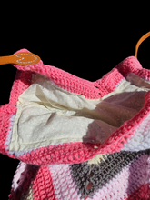 Load image into Gallery viewer, Granny Square Bottom Bag with Liner and faux leather straps