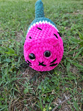 Load image into Gallery viewer, Chubby Fruit Crochet Loaf Cat - watermelon - lemon - lime - blueberry- collectible amgrumni - crochet plush - Mariposa Rainbow Boutique