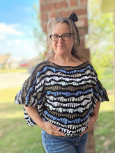 Load image into Gallery viewer, Ocean Ripple Crochet Mesh Echo Top | Handmade Textured Boho Sweater