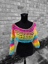 Load image into Gallery viewer, Crochet Mesh Crop Top - Crochet Shrug