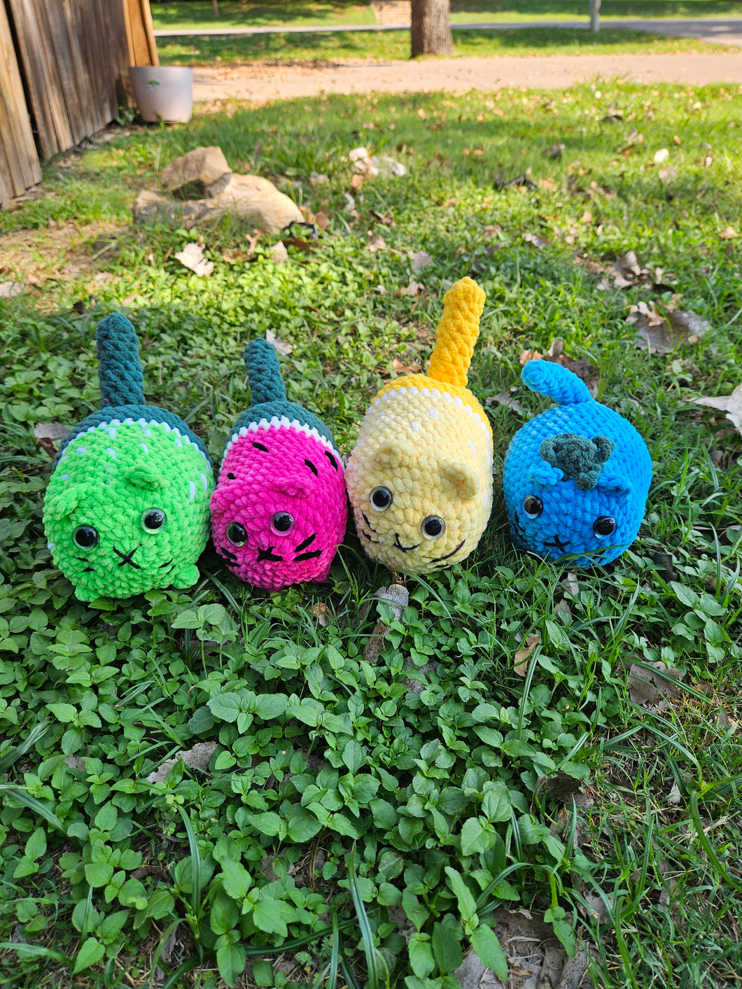 Chubby Fruit Crochet Loaf Cat - watermelon - lemon - lime - blueberry- collectible amgrumni - crochet plush