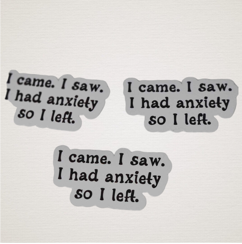 I Came Saw Had Anxiety So Left Funny Awkward Premium - Sticker Graphic - Auto, Wall, Laptop, Cell, Truck Sticker for Windows, Cars