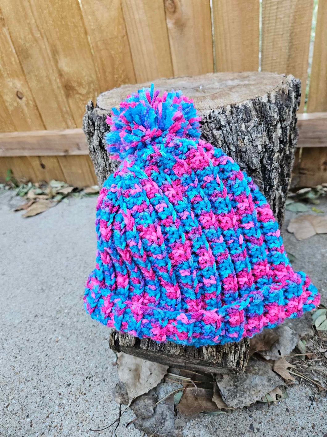 Multi-colored Pink and Blue Beanie