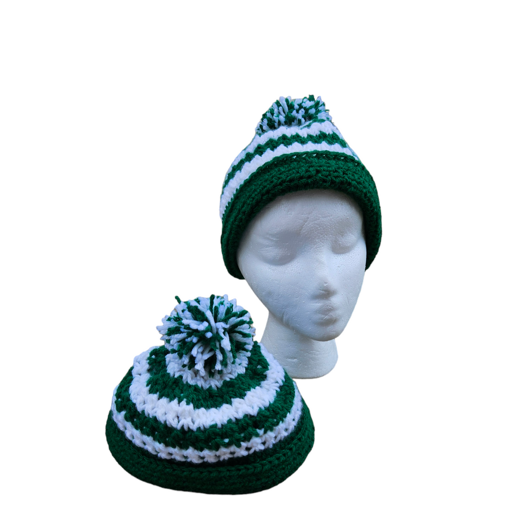 Green and white Sweetheart Beanie