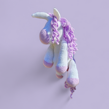 Load image into Gallery viewer, Weighted Purple Crochet Unicorn
