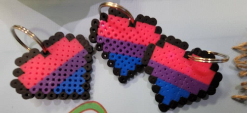 Bisexual Flag keychain pealer beads - Mariposa Rainbow Boutique