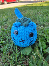 Load image into Gallery viewer, Chubby Fruit Crochet Loaf Cat - watermelon - lemon - lime - blueberry- collectible amgrumni - crochet plush - Mariposa Rainbow Boutique
