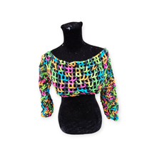 Load image into Gallery viewer, Crochet Mesh Crop Top - Crochet Shrug - Mariposa Rainbow Boutique
