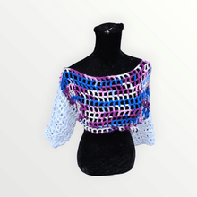 Load image into Gallery viewer, Crochet Mesh Crop Top - Crochet Shrug - Mariposa Rainbow Boutique
