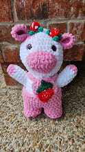 Load image into Gallery viewer, Crochet Strawberry Cow | Amigurumi Cow| Cow Plush| Strawberry Cow Plush | Strawberry Plush - Mariposa Rainbow Boutique

