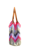 Load image into Gallery viewer, Granny Square Bottom Bag with Liner and faux leather straps - Mariposa Rainbow Boutique
