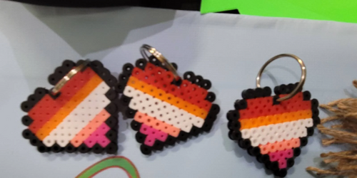 Lesbian Flag keychain pealer beads - Mariposa Rainbow Boutique