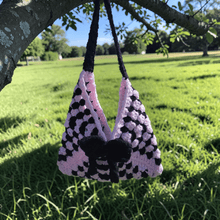Load image into Gallery viewer, Mini crochet granny square purse with bow - Mariposa Rainbow Boutique
