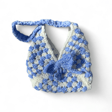Load image into Gallery viewer, Mini crochet granny square purse with bow - Mariposa Rainbow Boutique
