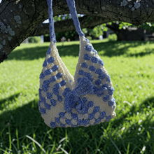 Load image into Gallery viewer, Mini crochet granny square purse with bow - Mariposa Rainbow Boutique
