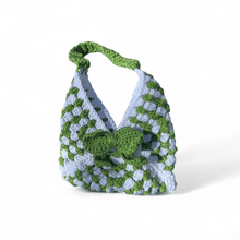 Load image into Gallery viewer, Mini crochet granny square purse with bow - Mariposa Rainbow Boutique
