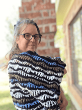 Load image into Gallery viewer, Ocean Ripple Crochet Mesh Echo Top | Handmade Textured Boho Sweater - Mariposa Rainbow Boutique
