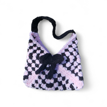 Load image into Gallery viewer, Mini crochet granny square purse with bow
