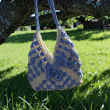 Load image into Gallery viewer, Mini crochet granny square purse with bow
