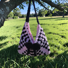 Load image into Gallery viewer, Mini crochet granny square purse with bow
