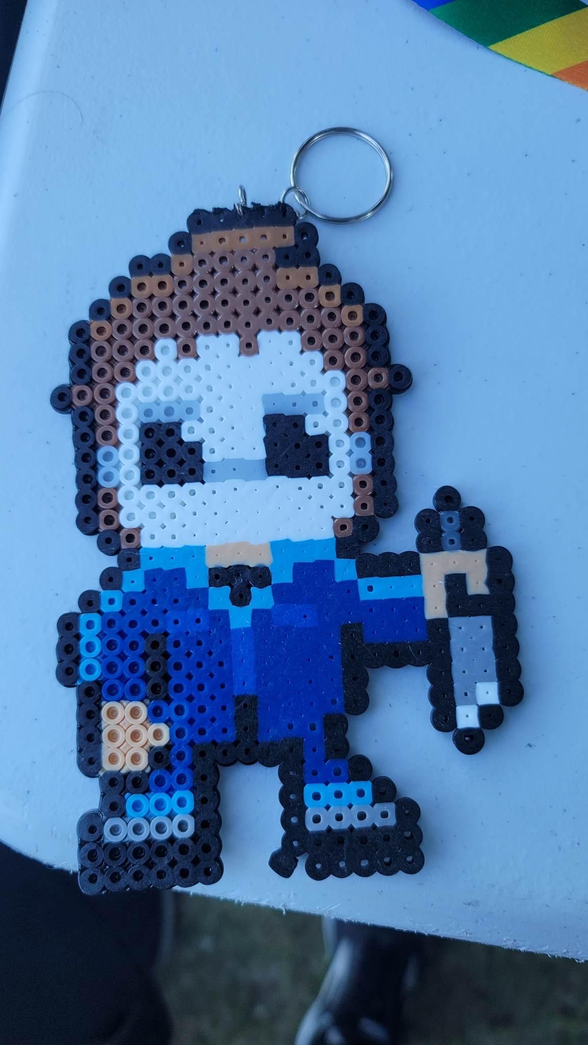 Pixel Myers Halloween inspired Pixel perler bead art Michael Myers  Halloween- Myers keychain Myers magnet horror decor spooky