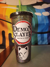 Load image into Gallery viewer, Demon Slayer Glitter tumbler - Mariposa Rainbow Boutique
